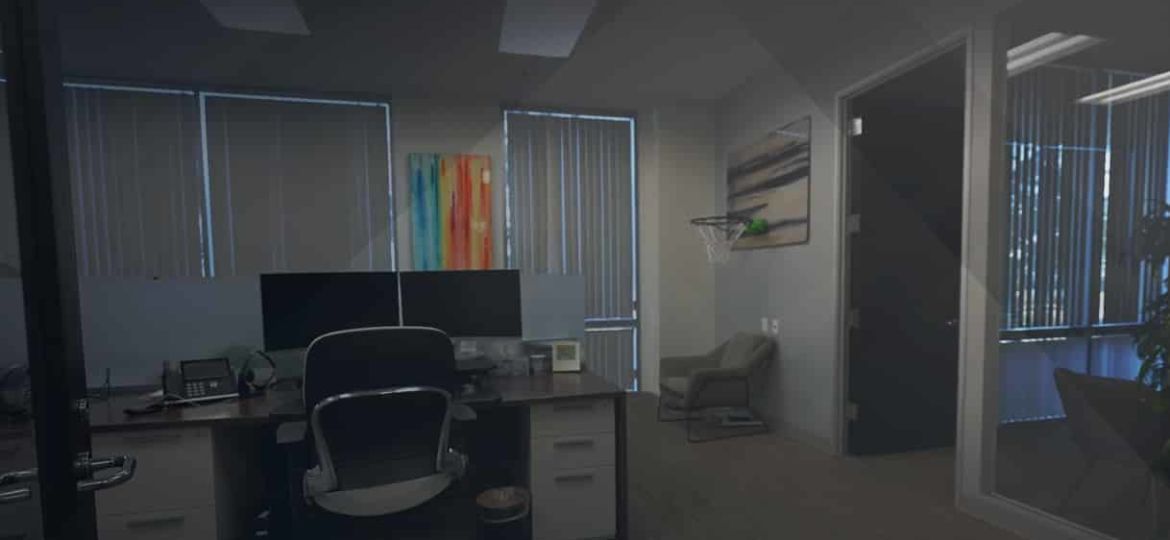 Clean Office with desk near the window